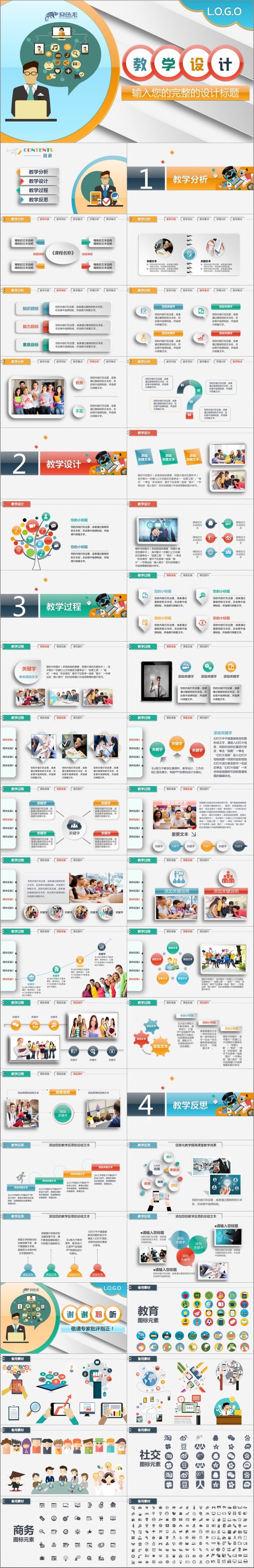 最新专业信息化教学设计动态PPT课件模板 完整内容说课PPT