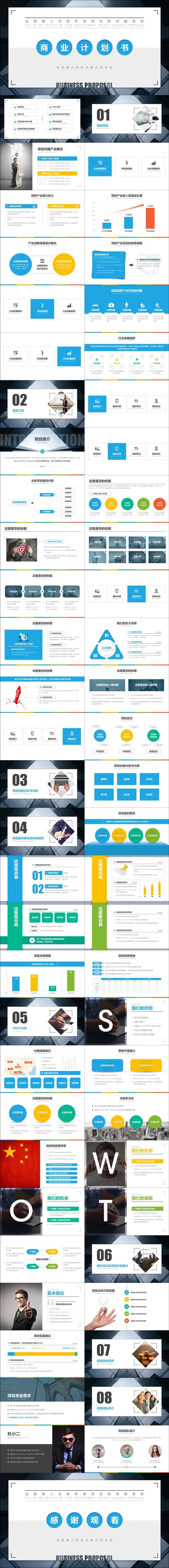 【小二模板】框架完整商业计划书PPT模板