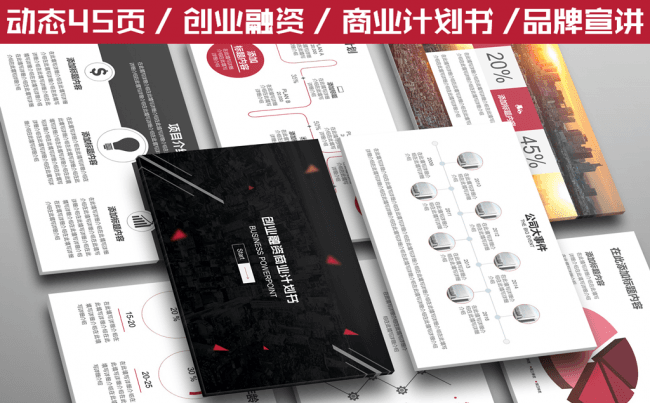 商务大气创业融资商业计划书品牌宣讲动态PPT模板（45页）缩略图