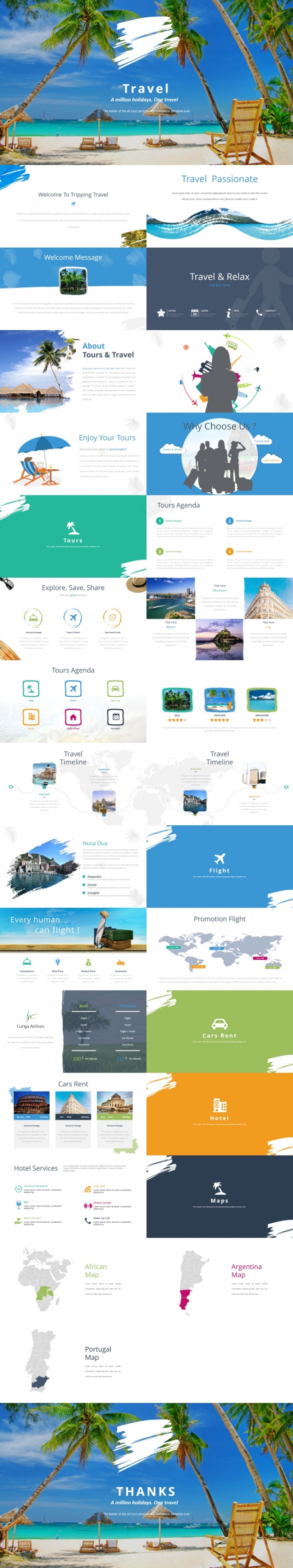 夏威夷旅游公司足迹心情相册PPT模版