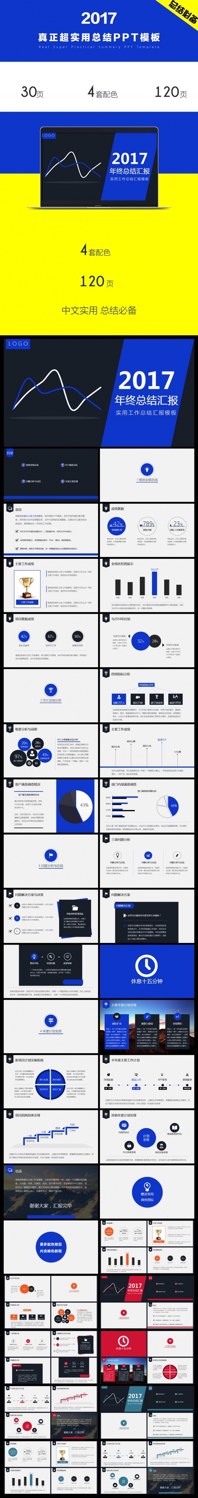 2017年简约实用年终总结汇报PPT模板