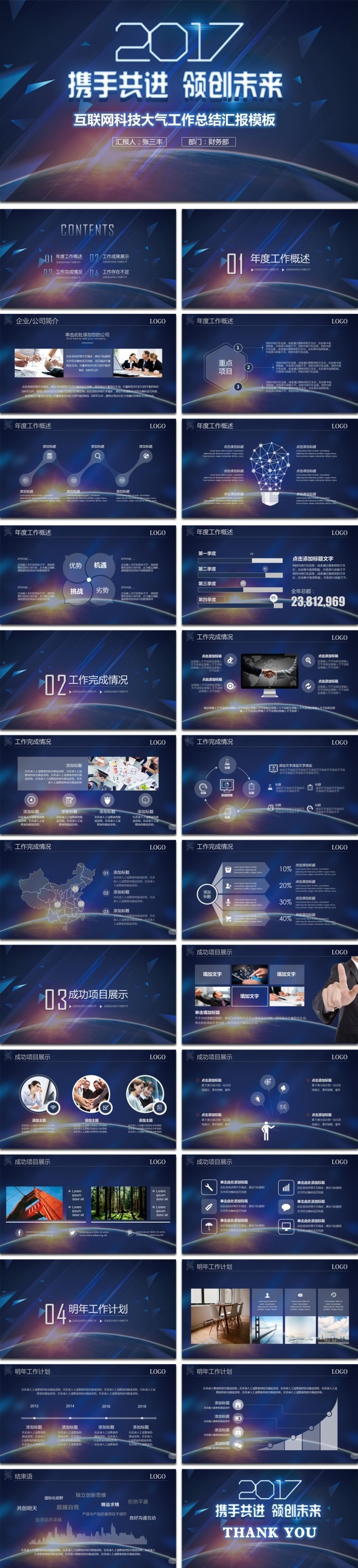 2017酷炫科技互联网工作汇报总结ppt模板