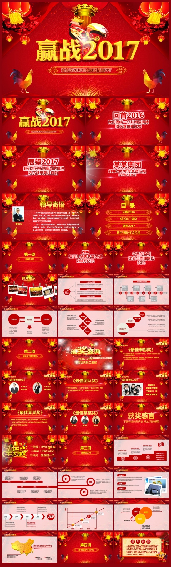 2017鸡年企业颁奖年会誓师大会开门红年终总结工作总结ppt