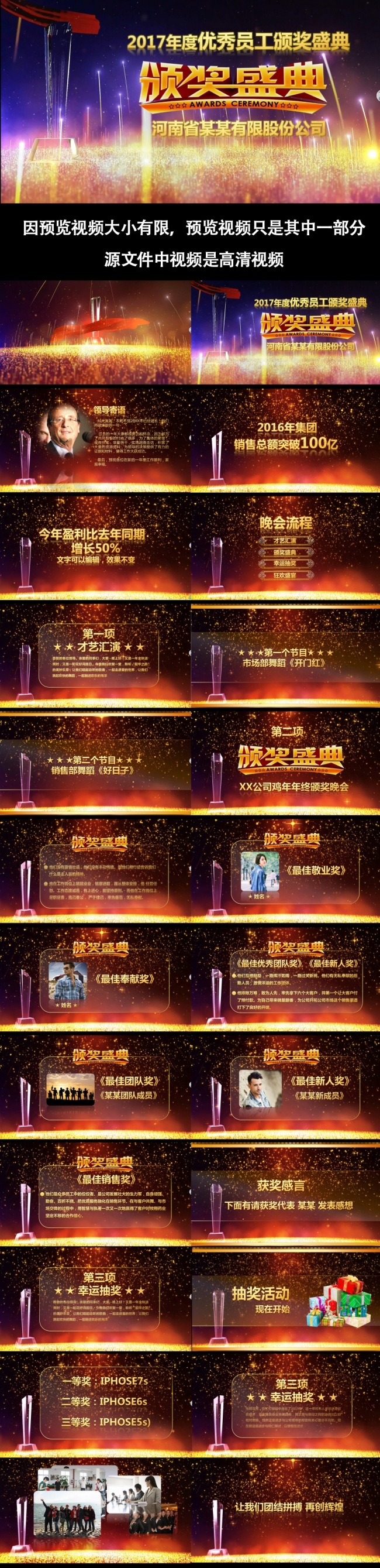 大气2018狗年年会表彰大会颁奖晚会动态PPT模板