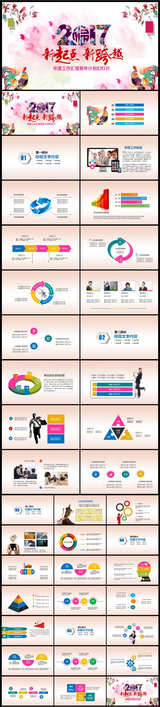 精美2017年终总结工作汇报述职新年工作计划PPT
