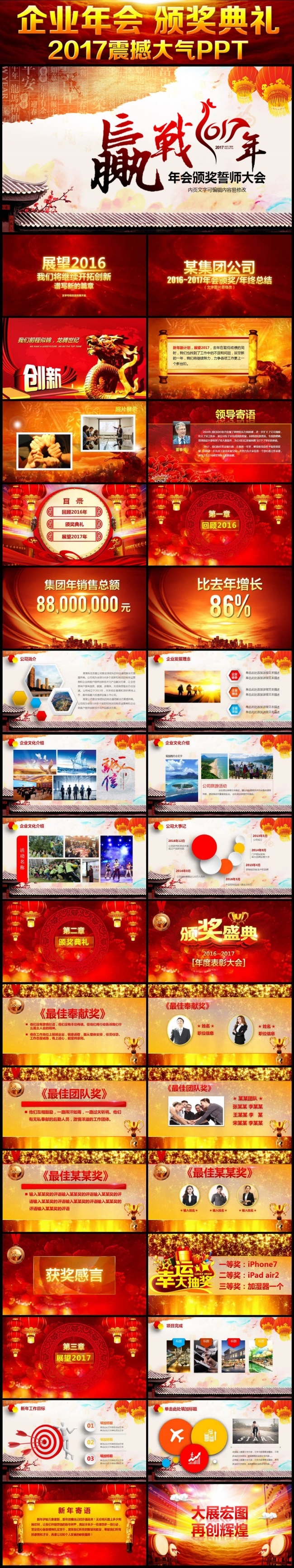 【最新】2017年企业年会颁奖誓师大会年终总结计划ppt