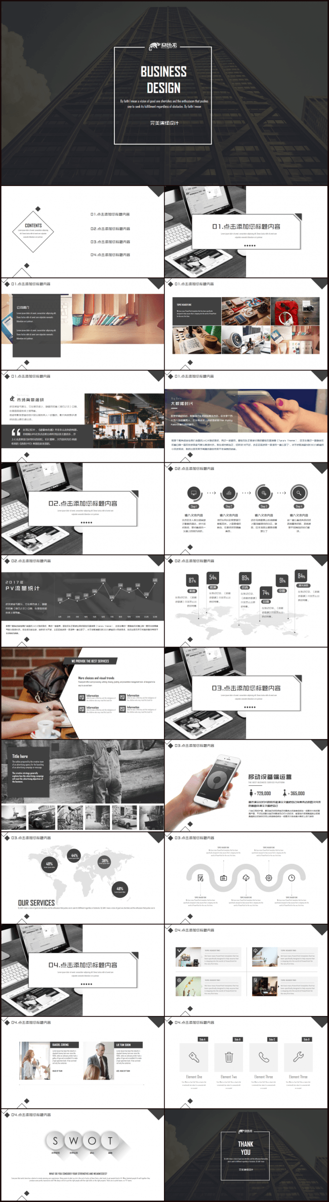 高端黑色商务总结年终汇报工作报告PPT模板