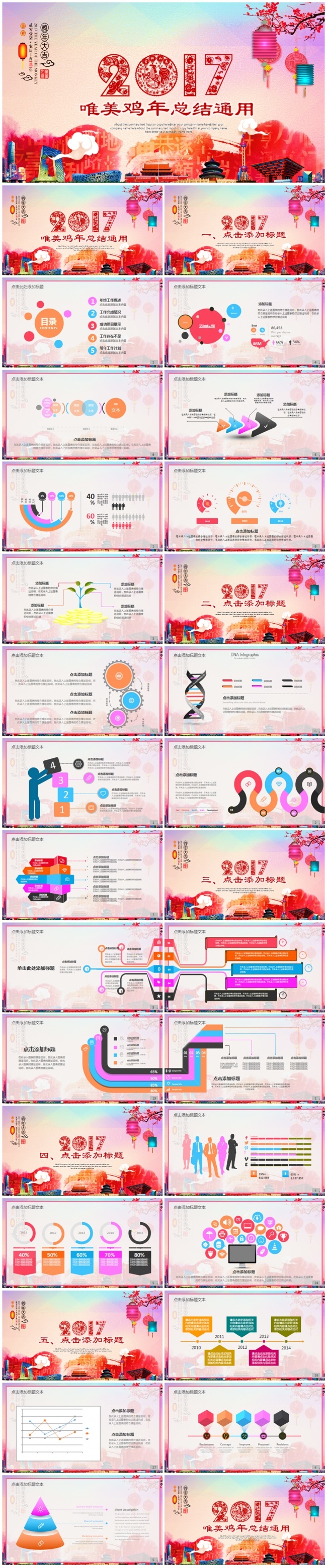 2017鸡年剪纸年终总结工作总结述职报告新年计划年会PP