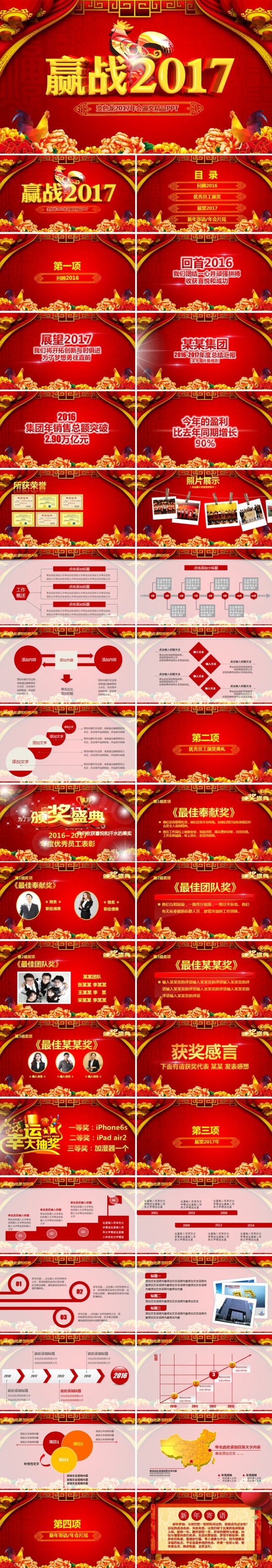 2017鸡年企业颁奖年会誓师大会开门红年终总结新年计划ppt