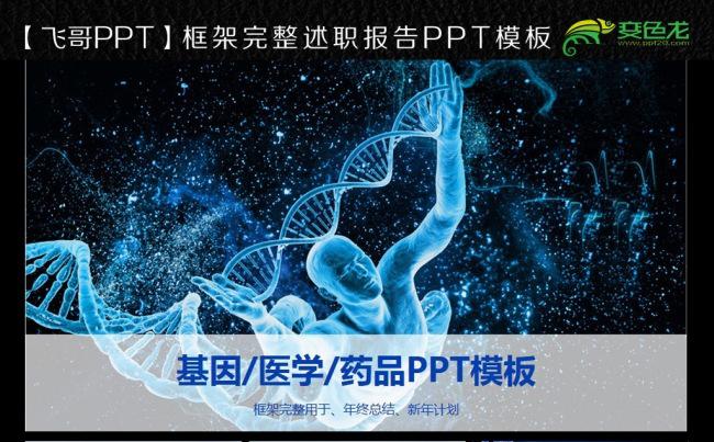 蓝色动感基因研究ppt模板缩略图