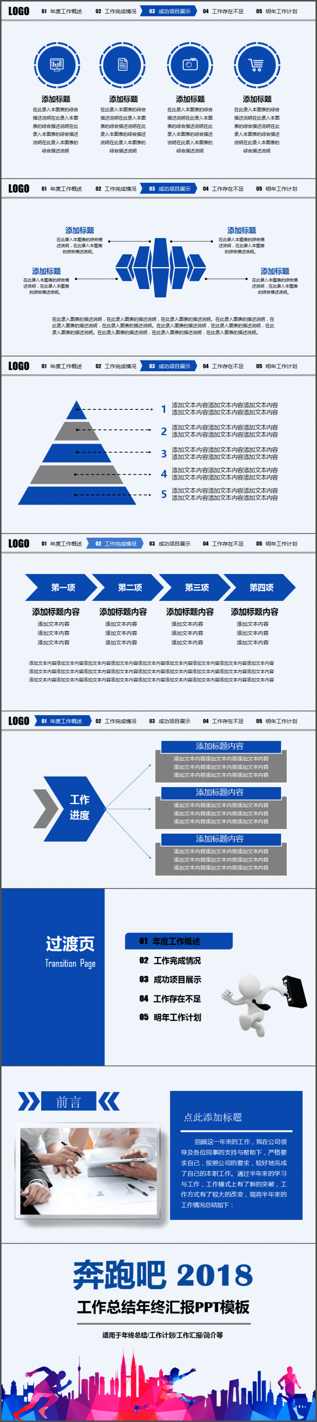 兰色主调动态杂志风格工作总结年终汇报PPT模板