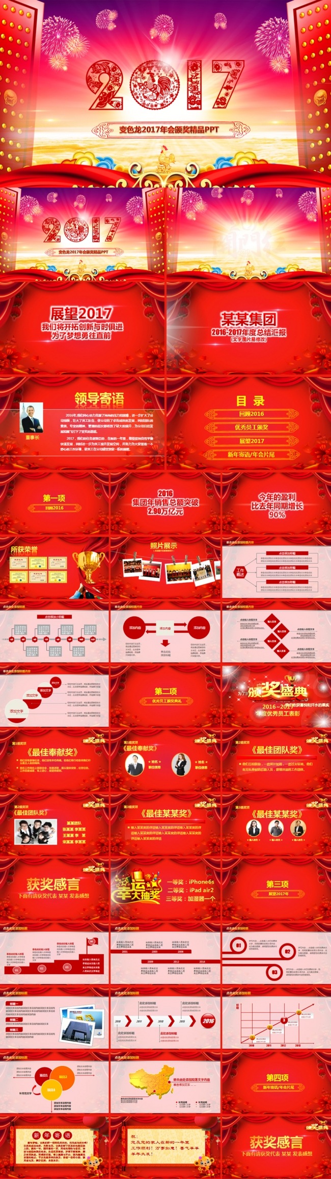 2017鸡年企业颁奖年会誓师大会开门红年终总结工作总结ppt