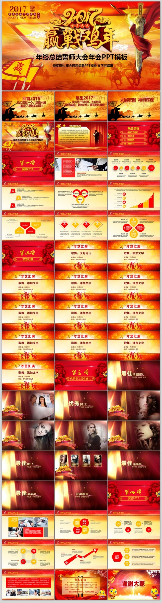 赢战鸡年2017年誓师大会年会颁奖PPT