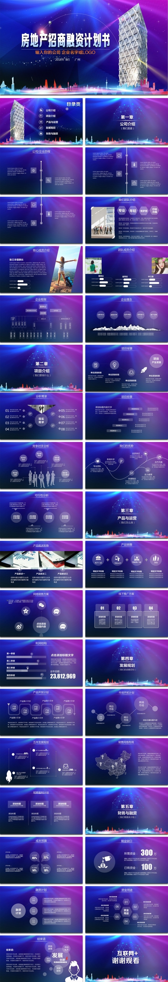 房地产招商融资创业计划书ppt模板