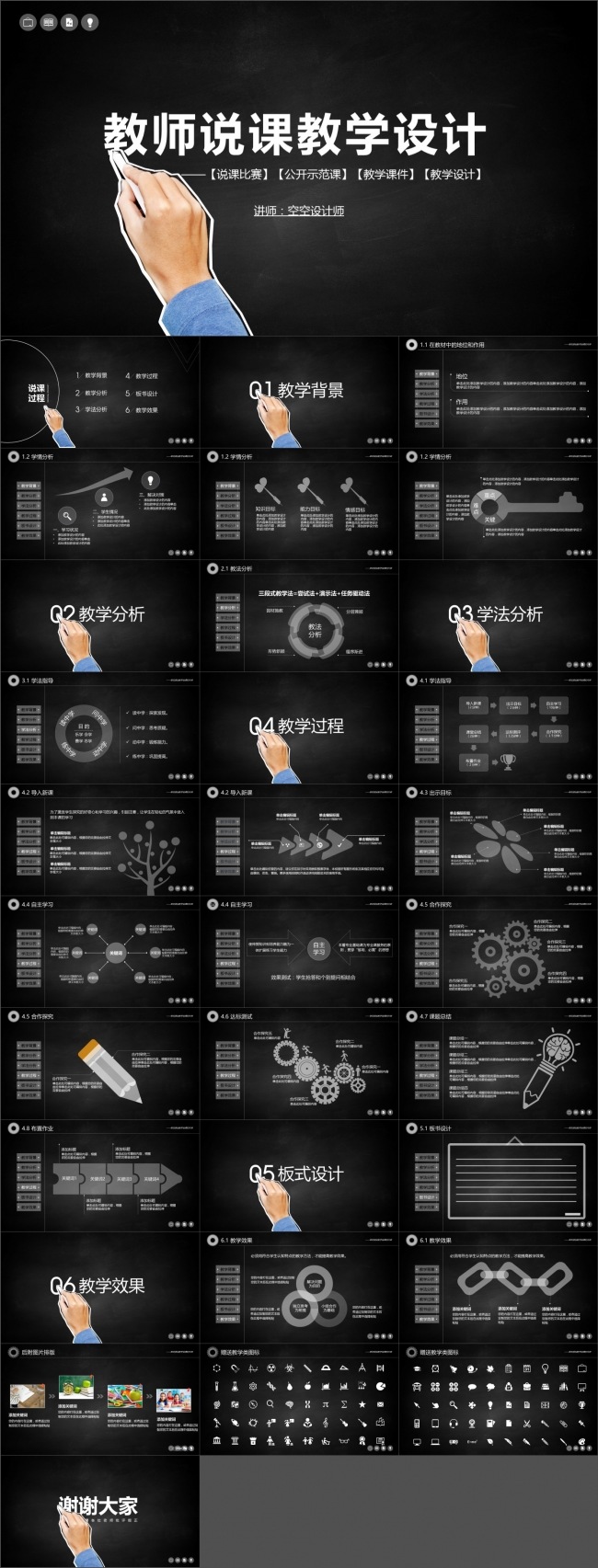 黑板说课教学设计PPT模板
