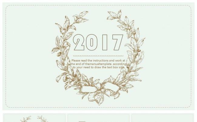 2017手绘花朵年终总结商务汇报ppt模板缩略图