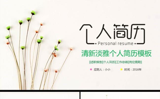 小清新唯美简约个人简历ppt模板缩略图
