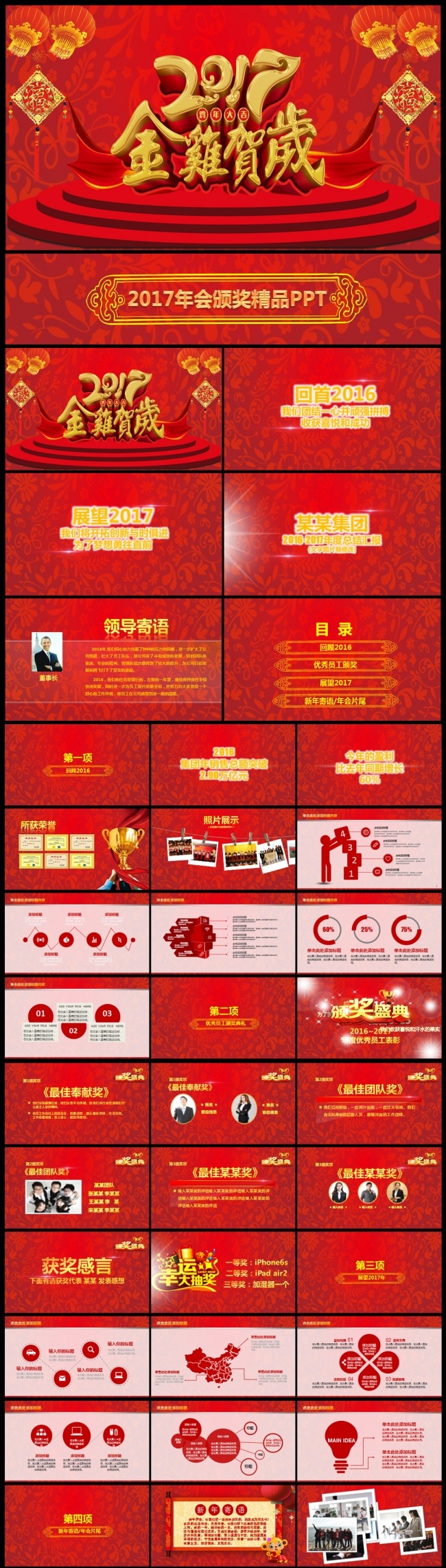 金鸡贺岁2017工作计划精美年会誓师大会颁奖典礼PPT