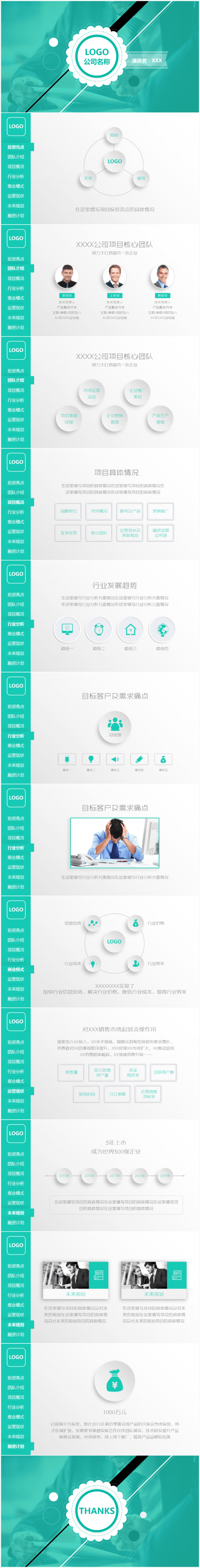 商业融资计划书PPT模板（双版本）