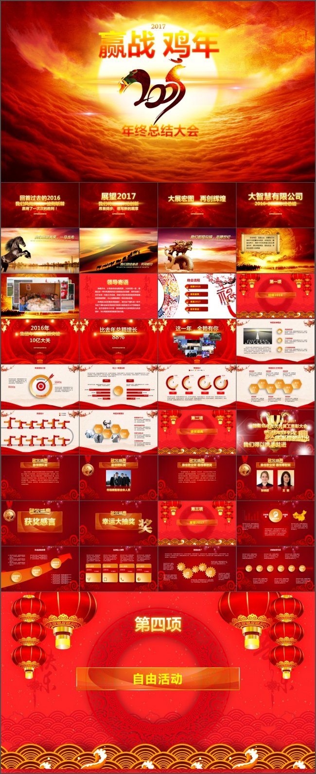 【迎战鸡年】精美动感年终总结誓师大会员工颁奖典礼PPT