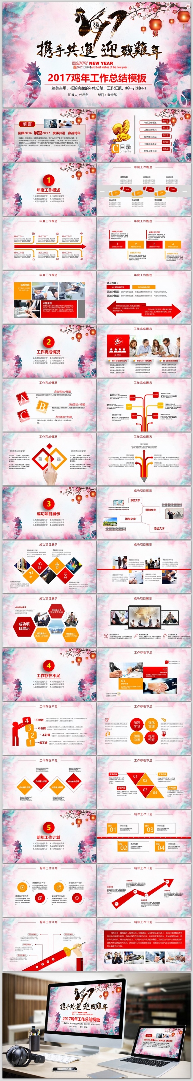 赢战鸡年2017年终总结新年计划年会PPT