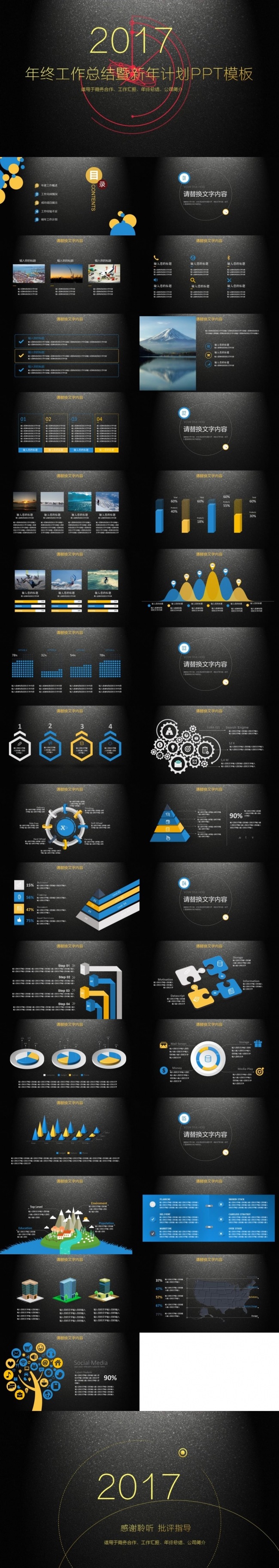 2017黑金科技感工作总结汇报工作计划述职报告年终总结PPT