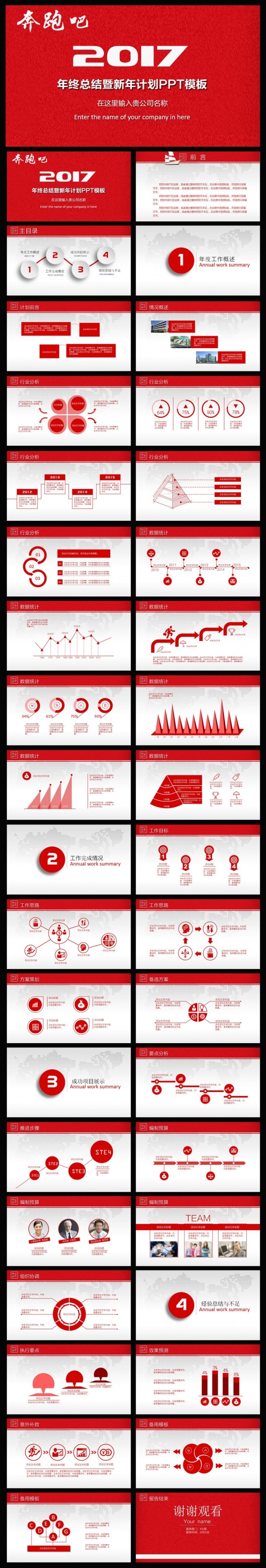 奔跑吧2017工作总结PPT模版