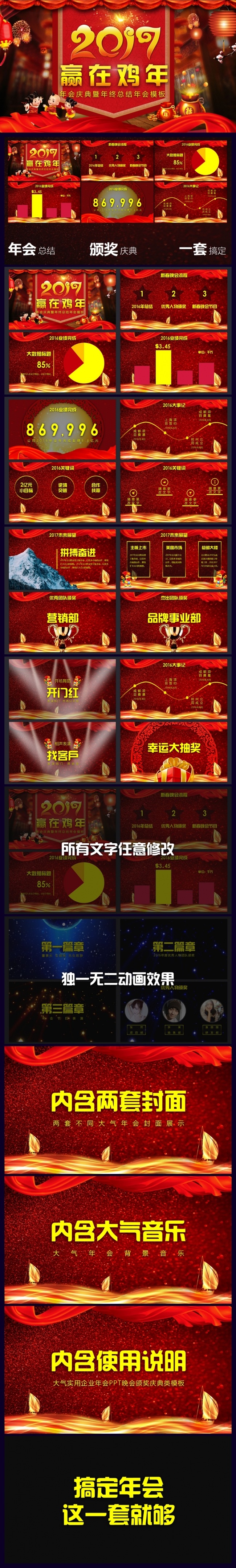 2017年会庆典晚会颁奖暨2016年终总结工作汇报PPT模板