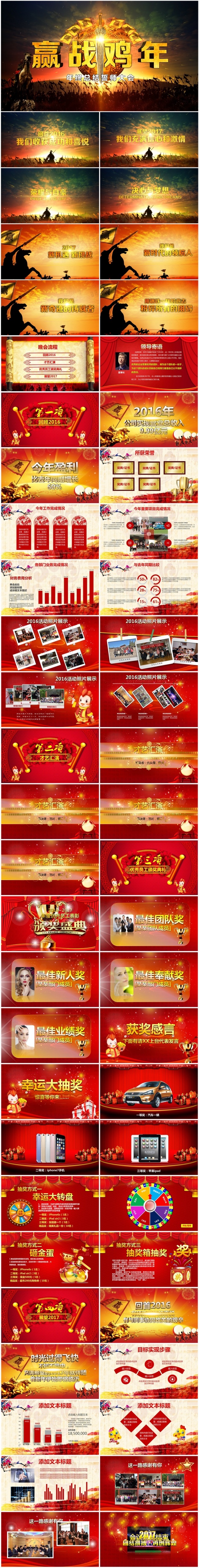 2017赢战鸡年震撼年会颁奖晚会年终总结誓师大会PPT模板
