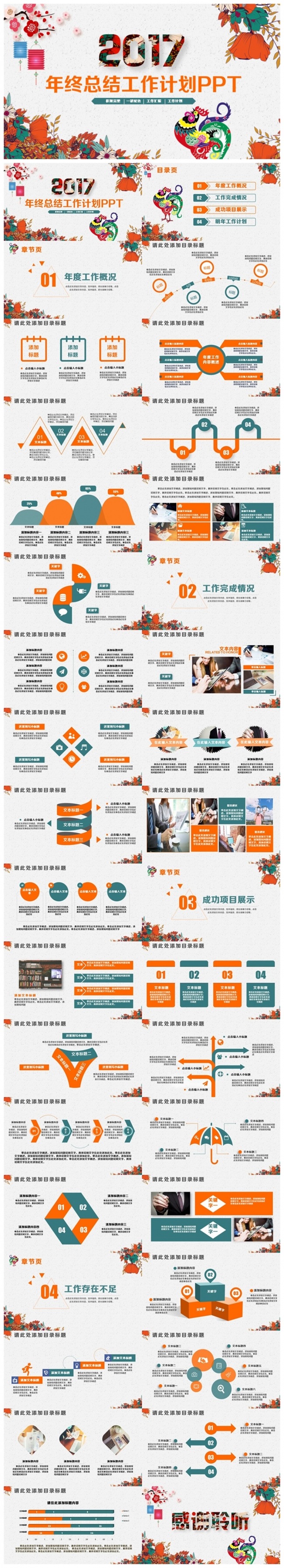 精美2017工作计划鸡年年终总结工作计划汇报PPT