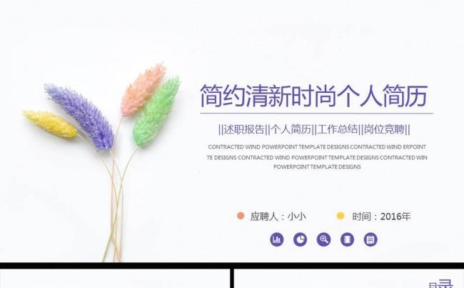 时尚清新唯美个人简历ppt模板缩略图