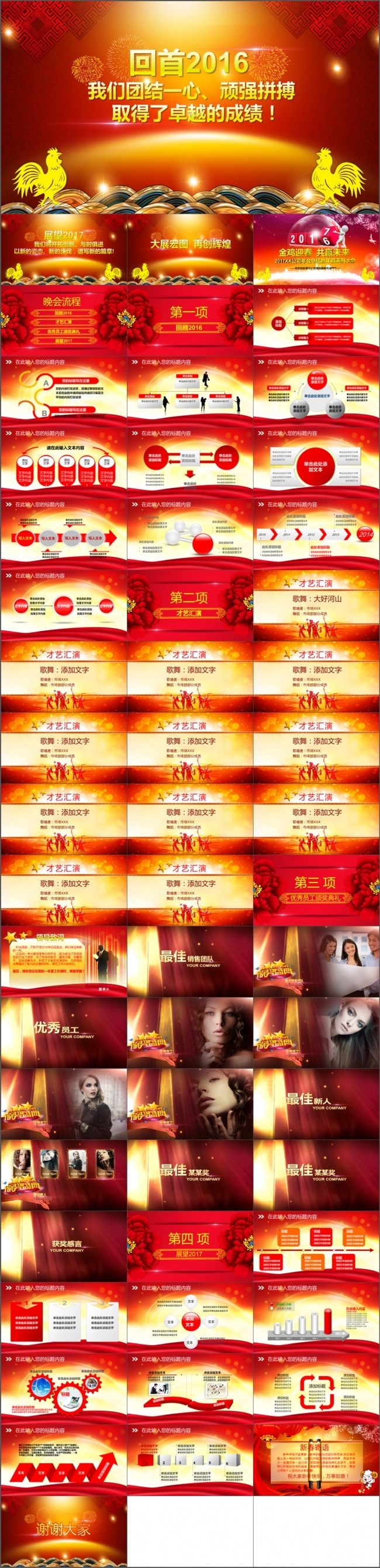 2017赢战鸡年公司年会颁奖总结PPT