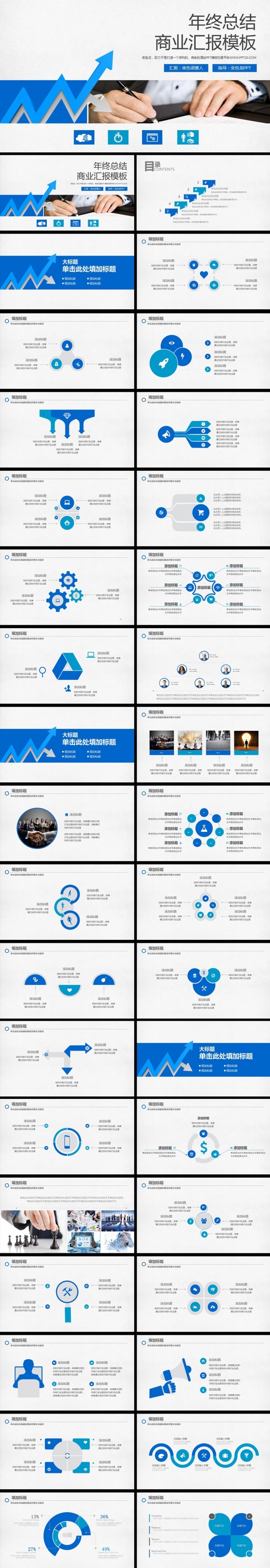 蓝色业绩汇报商务公司宣传推广年终工作总结计划动态ppt模板
