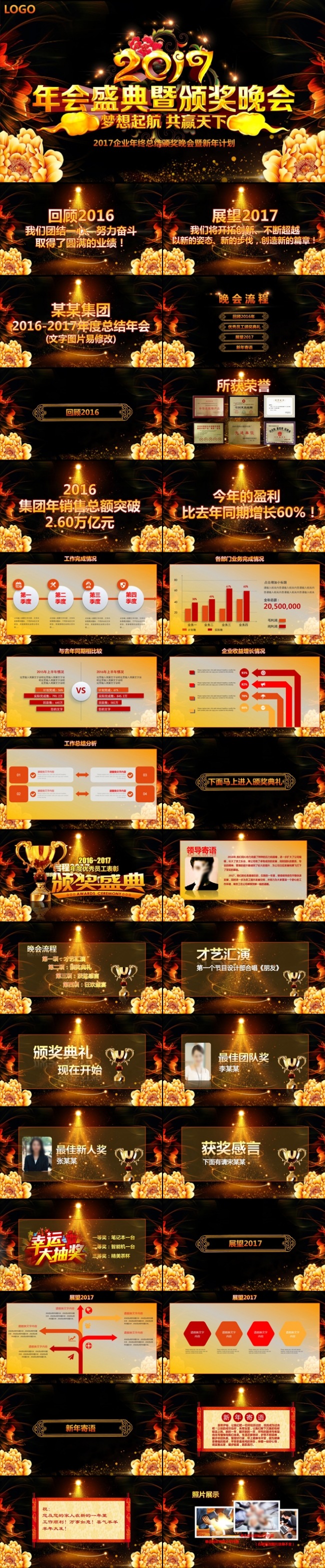 （一影）梦幻2017年会颁奖总结暨新年计划PPT模板