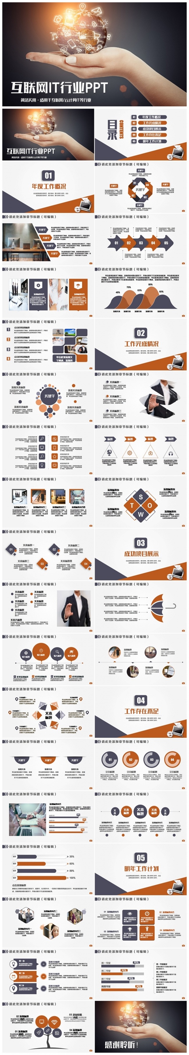 商务风互联网云计算科技行业2017工作计划PPT