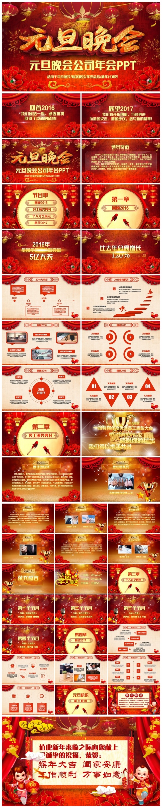 大气动感晚会公司年会员工颁奖典礼2017工作计划PPT