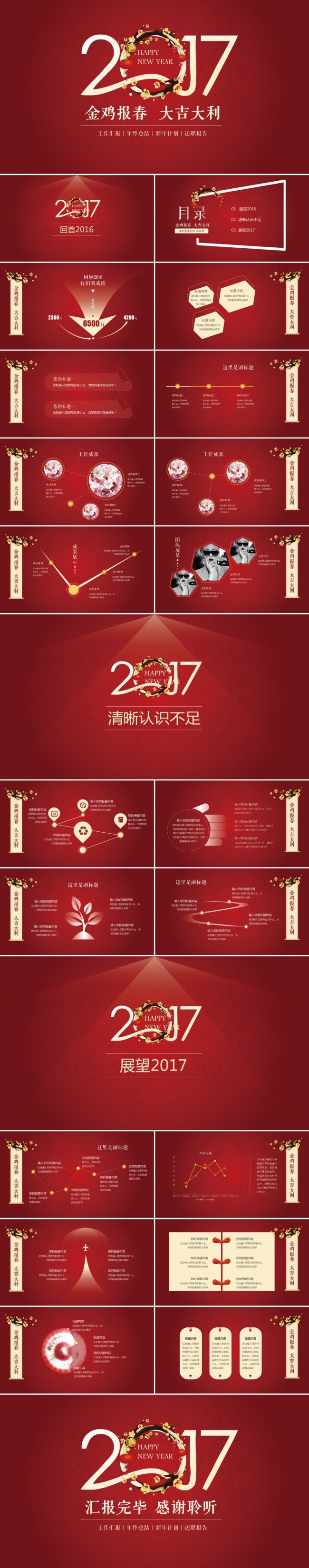 <陈小幺>2017新年喜庆创意年终总结汇报新年计划PPT模板