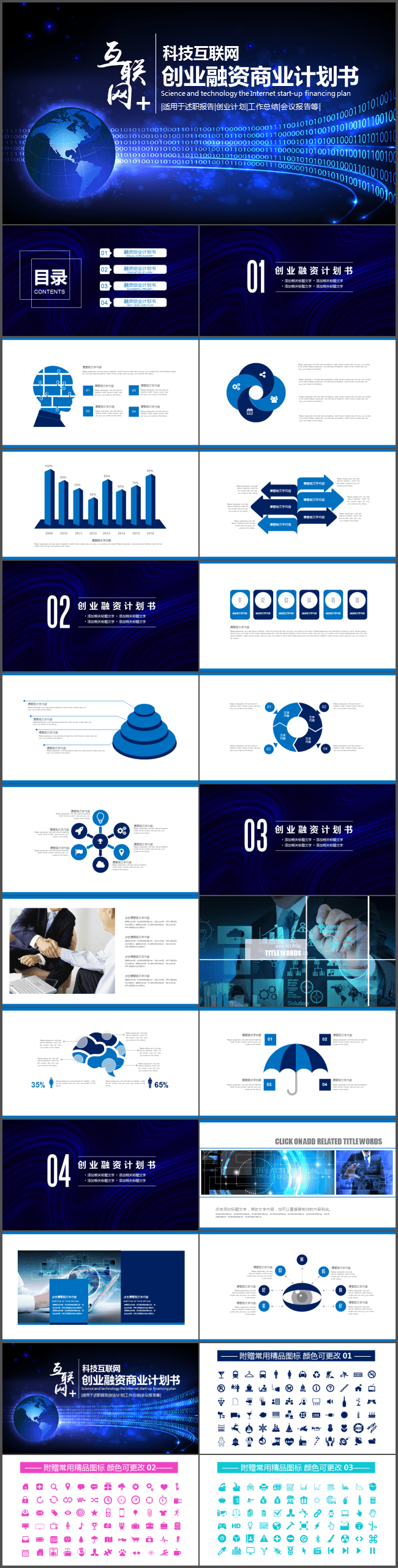 互联网+创业融资项目孵化商业计划书PPT