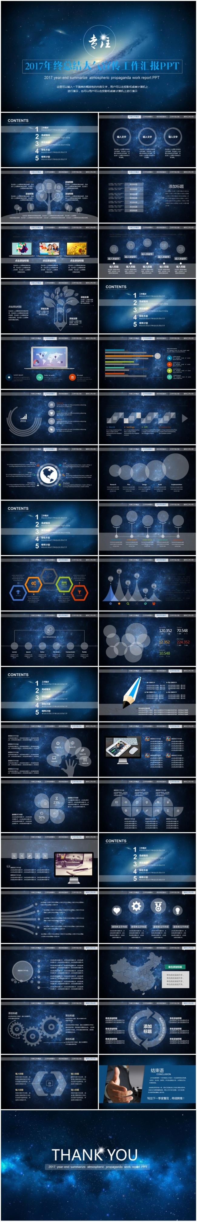 2017年工作计划IOS星空总结汇报述职报告年终总结PPT