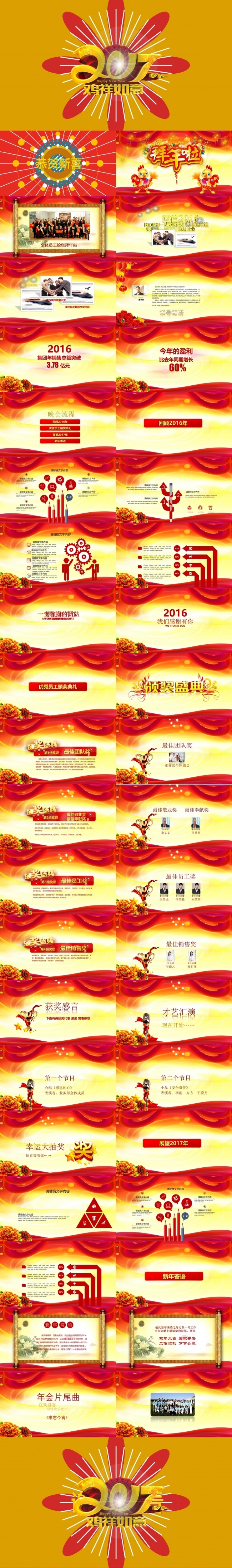 2017商务企业鸡年年会颁奖ppt动态演示