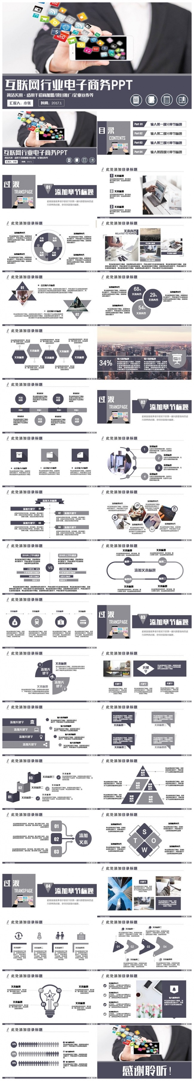 沉稳简洁互联网云计算点子商务2017工作计划PPT