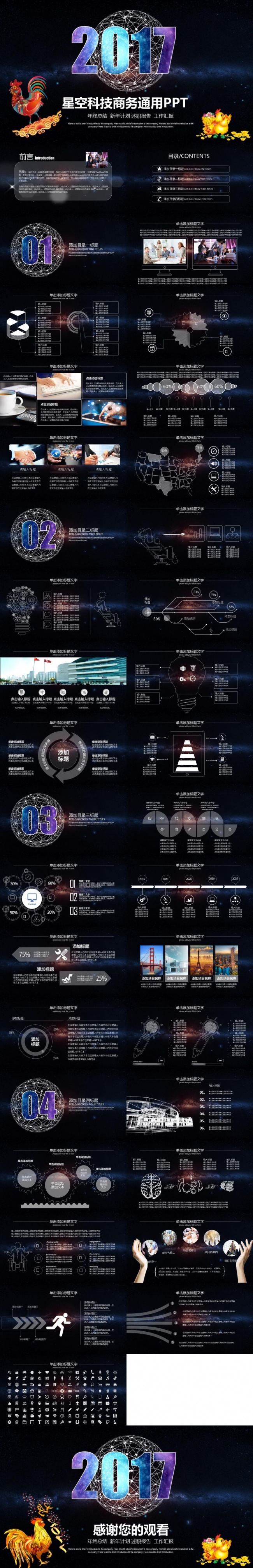 【精品推荐】实用科技感2017工作计划年终总结年会商务PPT