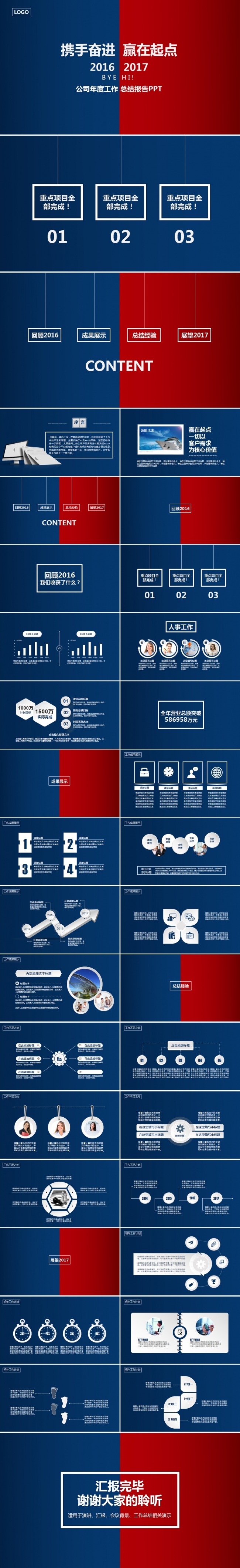 2017携手奋进赢在起点年终工作总结PPT