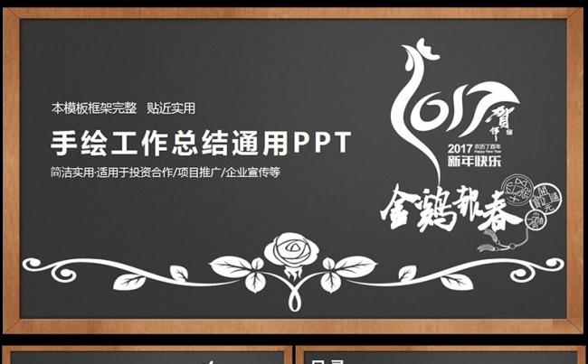  2017黑板手绘风工作总结计划述职报告PPT模板缩略图