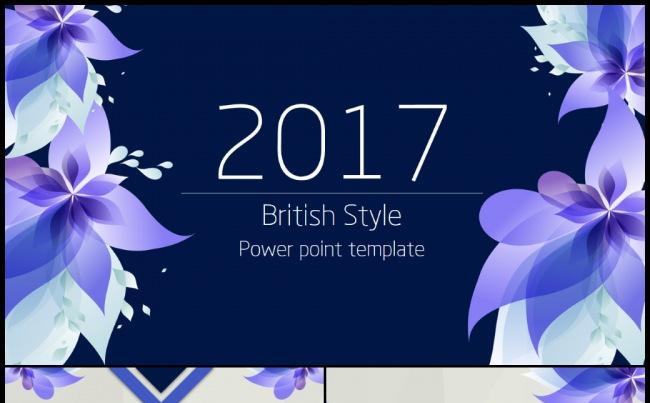 2017唯美文艺蓝色花朵年终总结新年计划工作汇报PPT模板缩略图