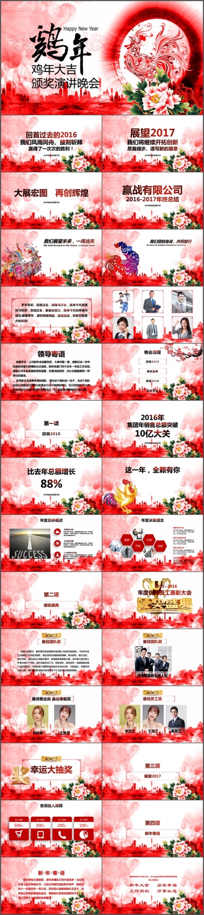 【萍萍】2017鸡年大吉颁奖演讲晚会PPT模版