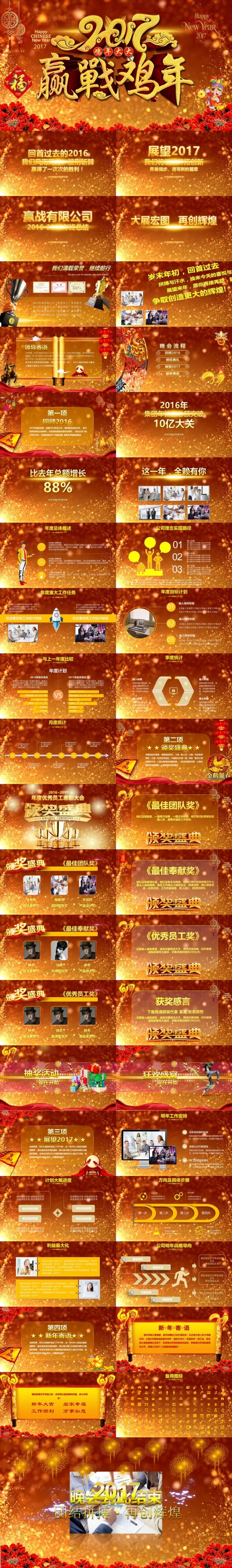 【精品年会】年会颁奖典礼开门红2017工作计划年终总结PPT