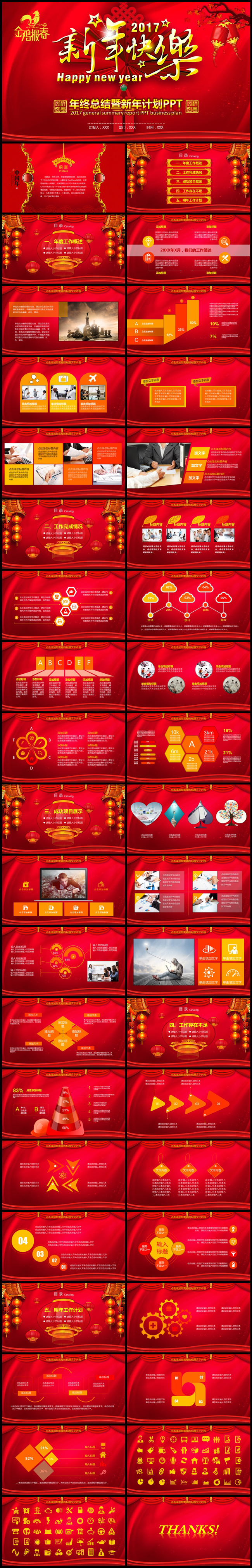 最新完整喜庆新年快乐计划总结PPT
