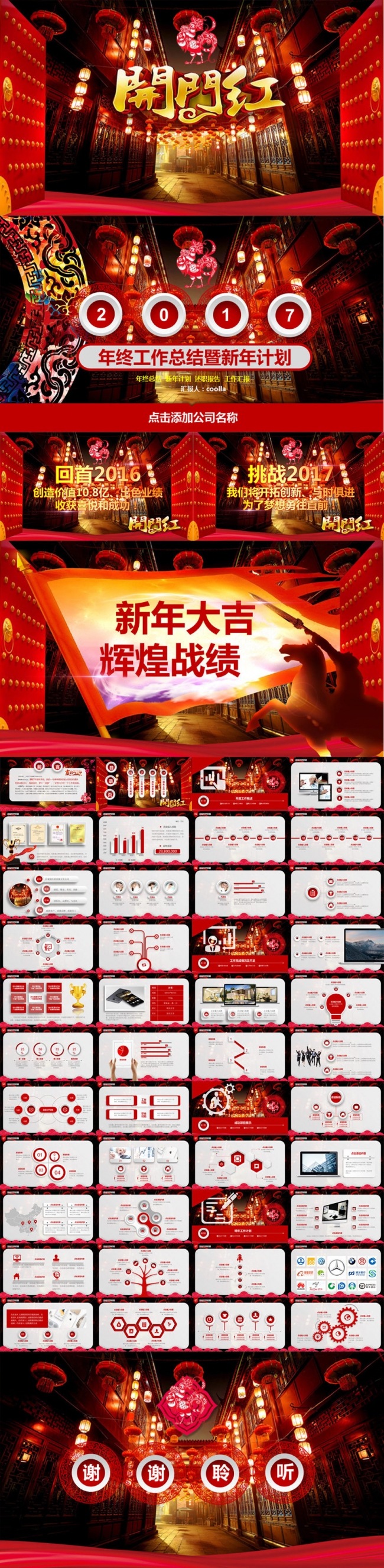 【开门红】2017年终工作总述职报告PPT