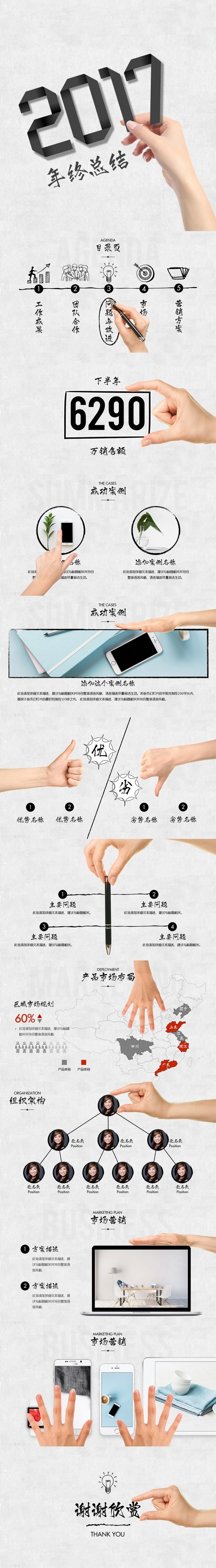 【狂人作品】创意手绘年终总结ppt模板